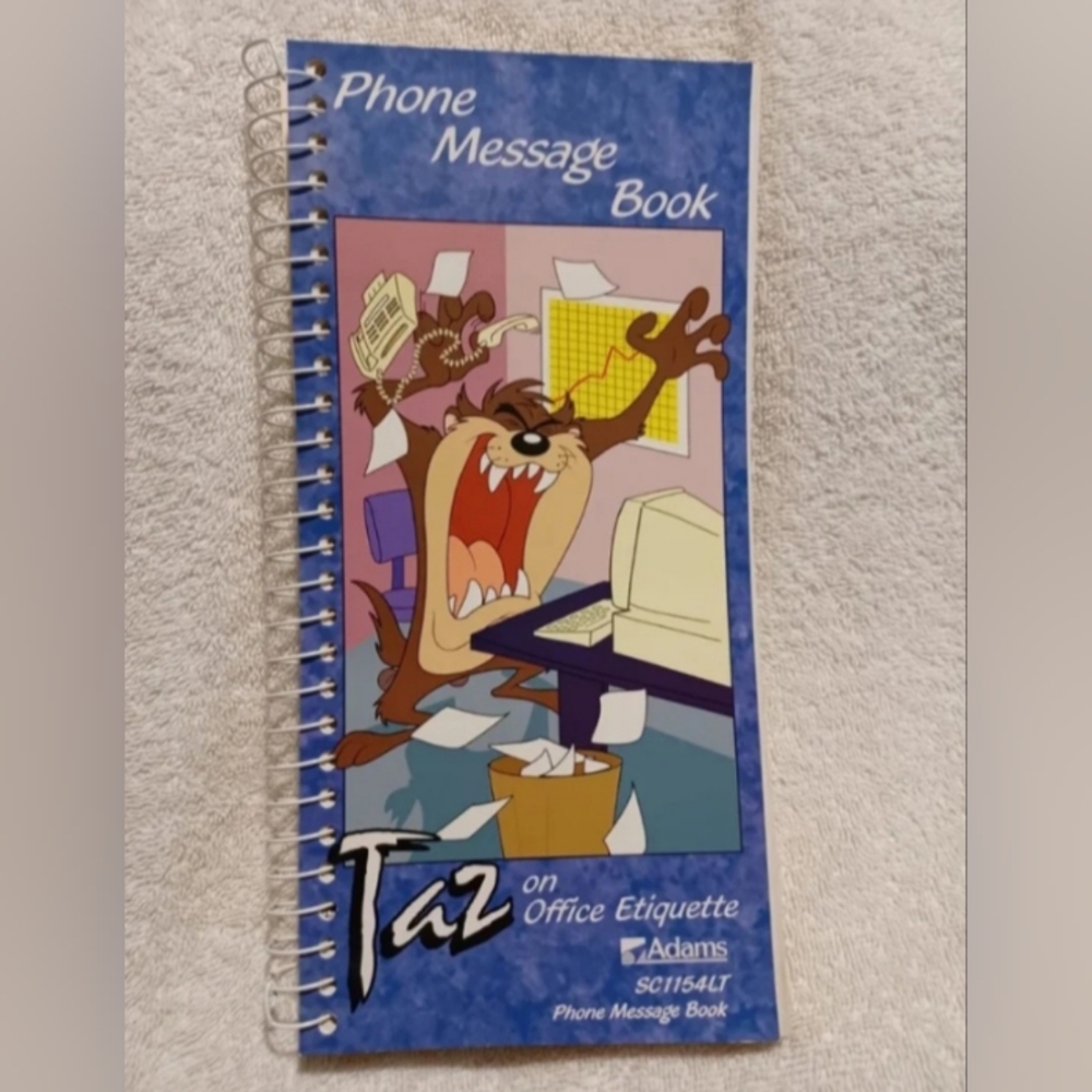 Vintage Looney tunes Tasmanian Devil spiral phone message book